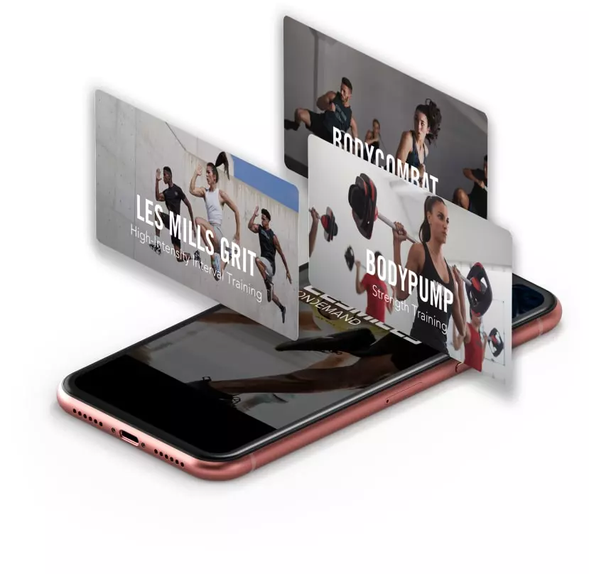 Les Mills On Demand mobile app home screens