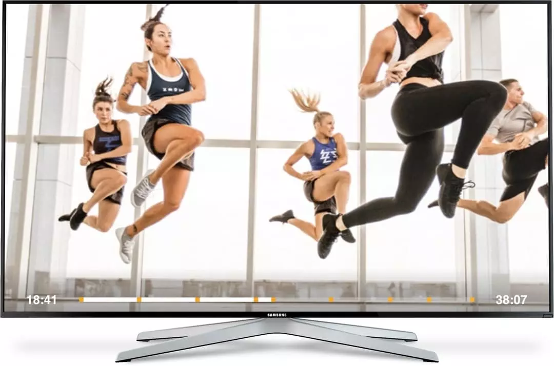 Les Mills On Demand streaming video workout. 4 athletes exercising.